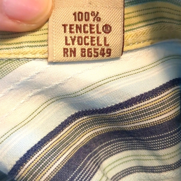 Tommy Bahama Men's Long Sleeve Button Down Shirt Blue Green Stripe Size XL EUC - Picture 10 of 11
